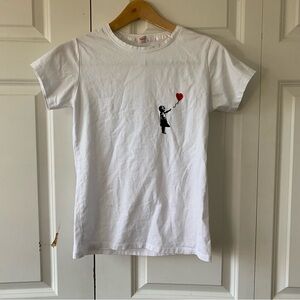 White T-Shirt - Girl with Red Balloon